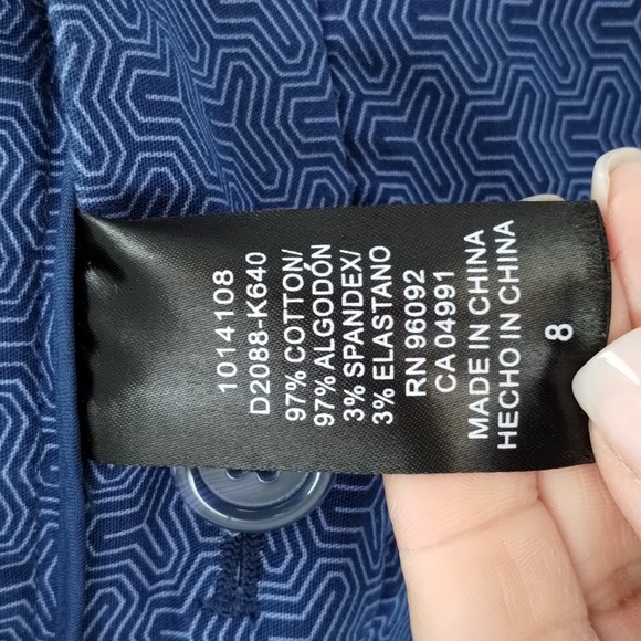 Hilary Radley crop ankle pants blue on blue design size 8 stretch mid rise - Picture 5 of 11